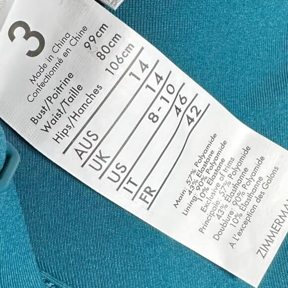 Zimmermann Women's Teal Sculpt Triangle Bra Bikini Top Size C/D US 8-10 NWT - Picture 7 of 7